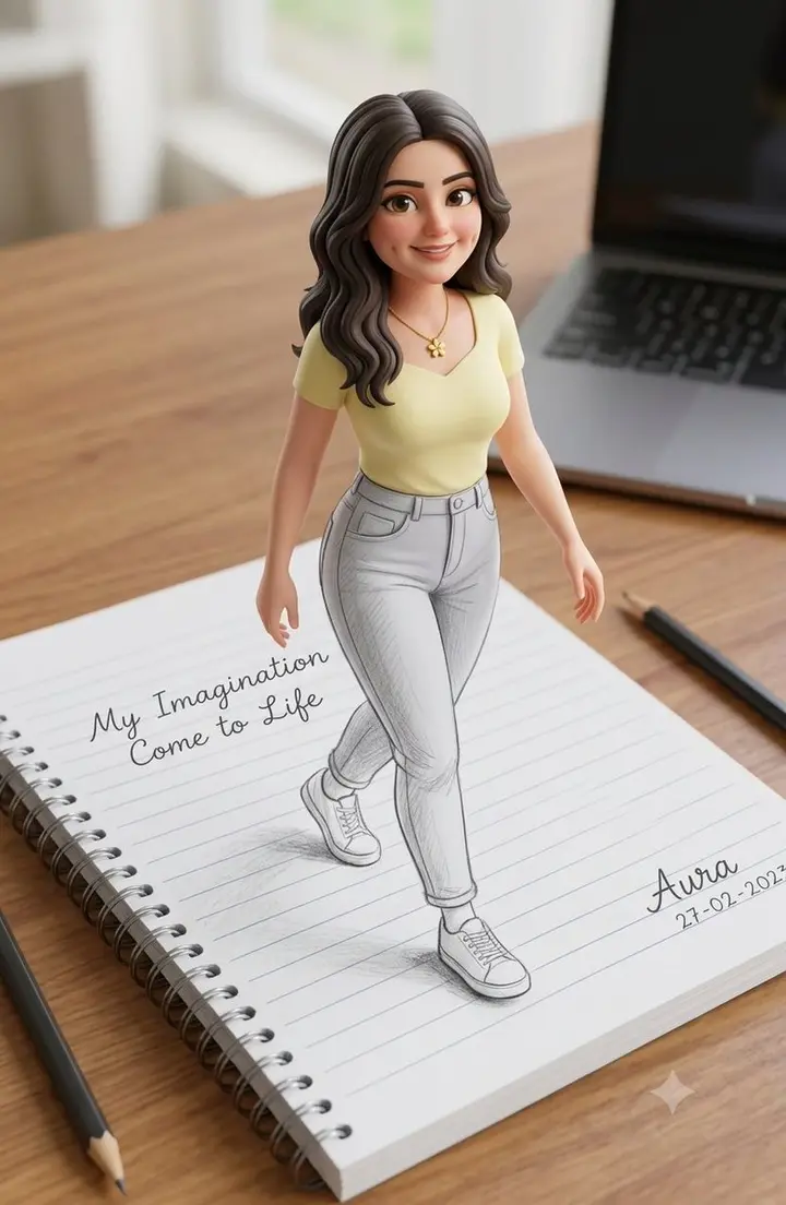 3D Illusion Sketch Portrait Nano Banana 2.1 example