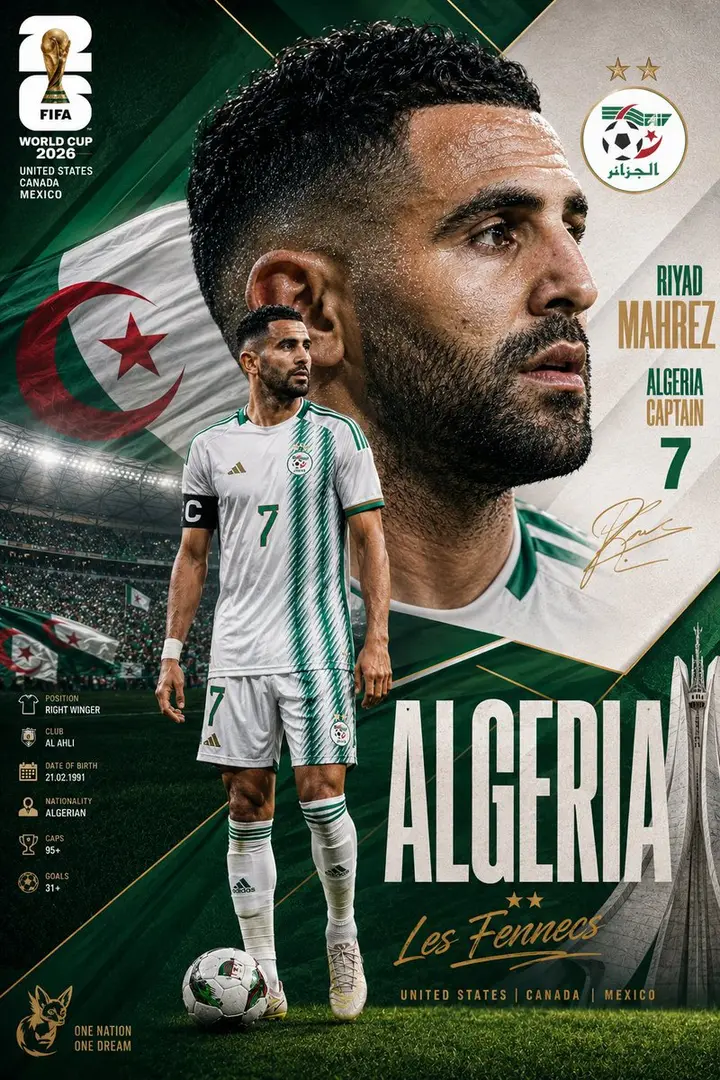 Algeria World Cup Captain Poster Nano Banana 2.1 example