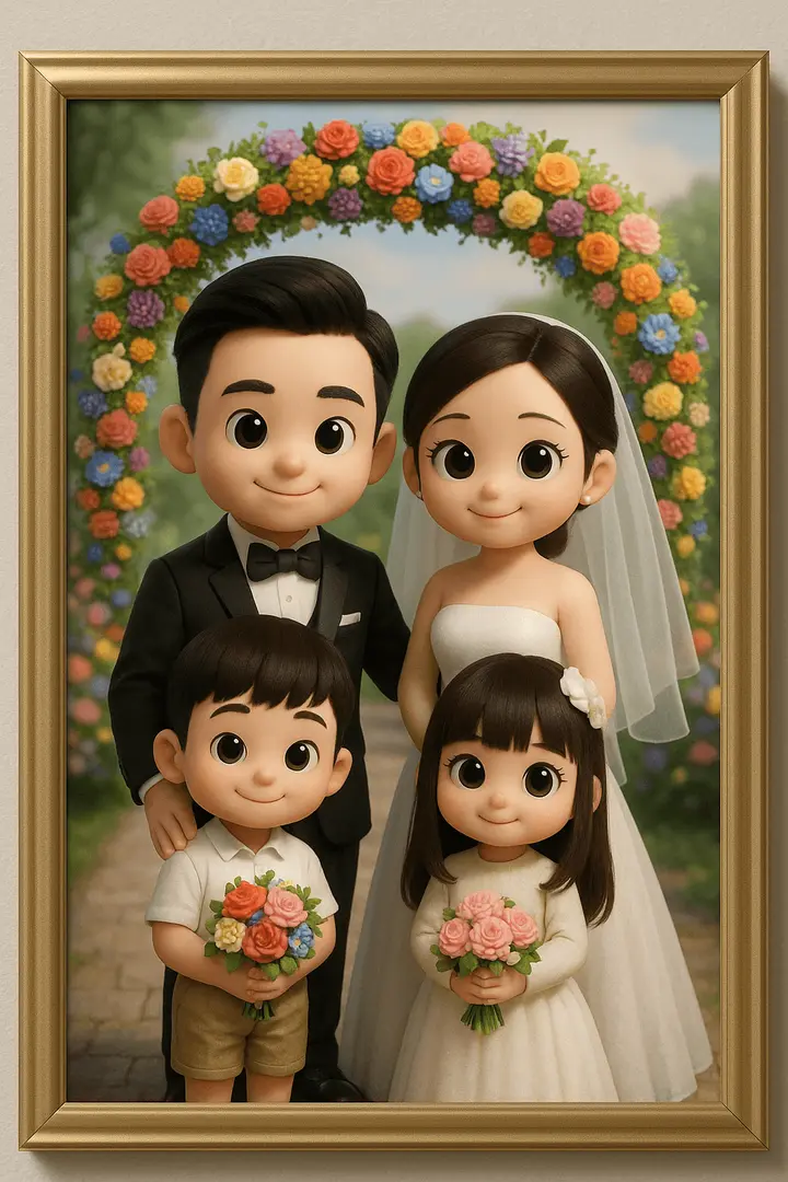Family Wedding Photo (Q-version) Nano Banana 2.1 example