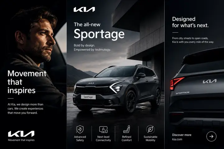 Kia Sportage Triptych Ad Nano Banana 2.1 example