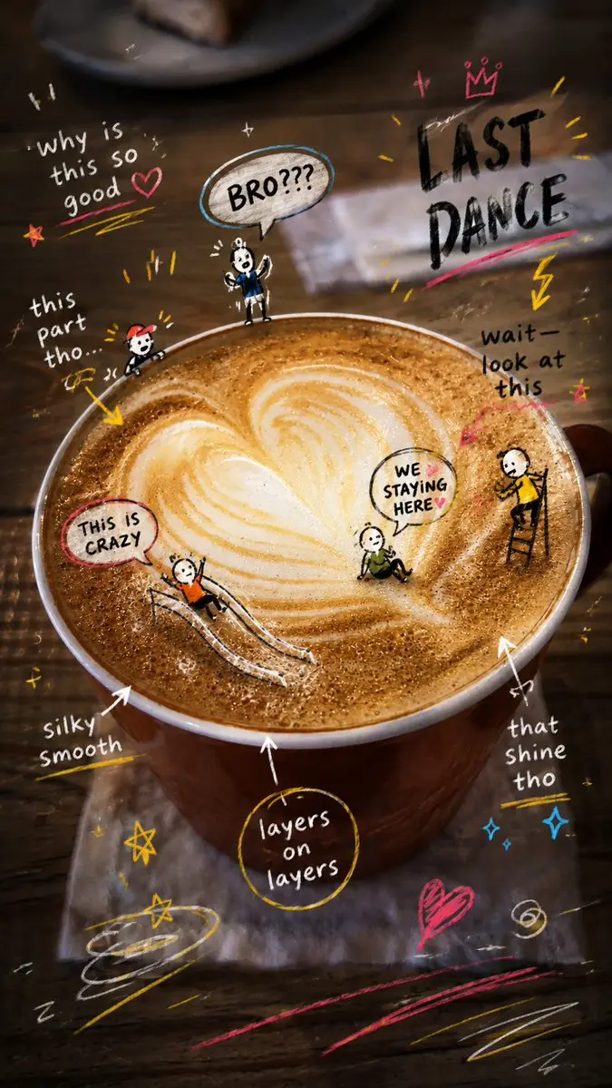 Latte Photo With Emotional Doodles Nano Banana 2.1 example