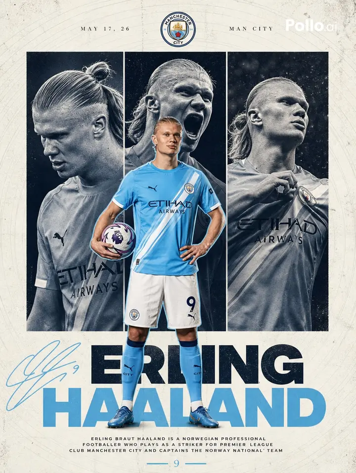Manchester City Haaland Poster Nano Banana 2.1 example