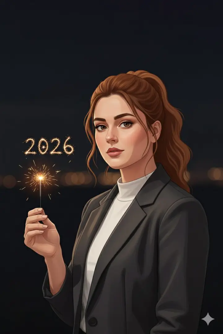 Minimal Cinematic New Year 2026 Portrait Nano Banana 2.1 example