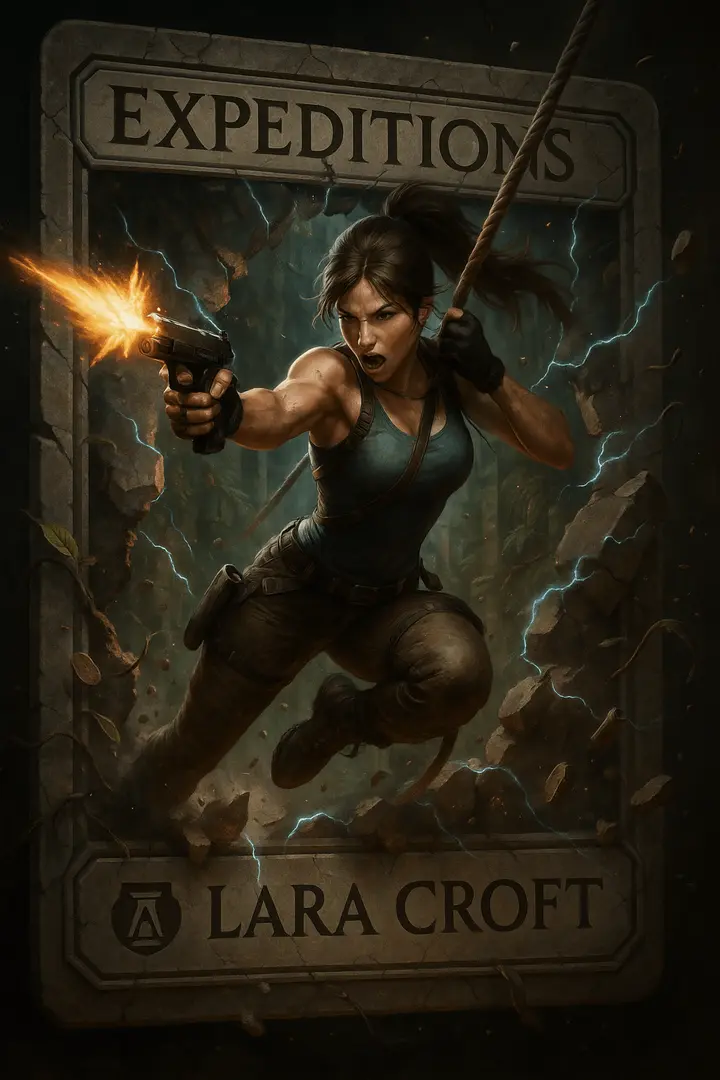 Physical Destruction Effect Card (Lara Croft) Nano Banana 2.1 example