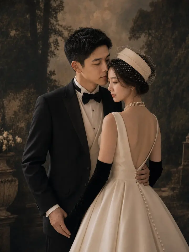 Vintage Garden Wedding Portrait Nano Banana 2.1 example